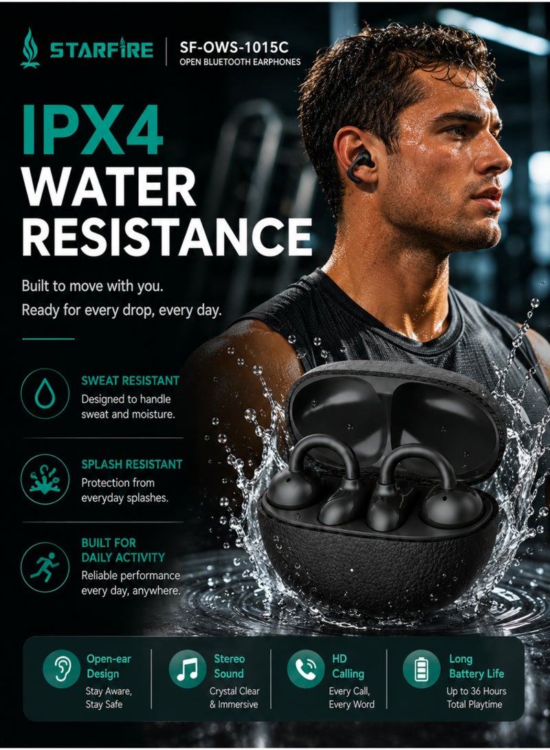 Starfire Bluetooth V6.0 Wireless Earbuds with Touch Control, Stereo Sound, IPX4 Sweat Resistant Open Ear Earbuds, 300mAh Charging Case, 10m Range, Lightweight Comfortable Earphones for Calls, Music & Daily Use - Image 4