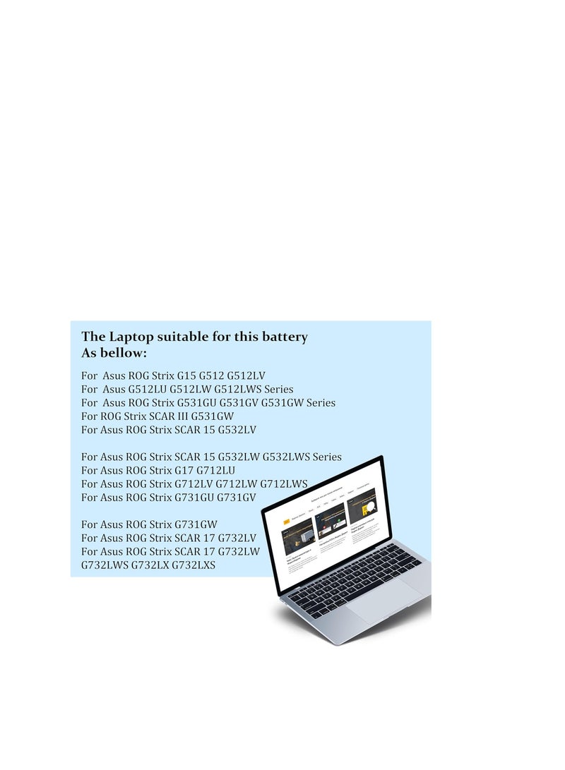 Terabyte بطارية C41N1731-2 لأجهزة Asus ROG Strix G531GU G531GV G531GW G512 G512LV G512LU G512LW G512LWS G17 G712LU G712LV G712LW G712LWS G7712LWS G777 12lws 7 31GU G731GV G731GW ROG Strix Scar G532LV - Image 2