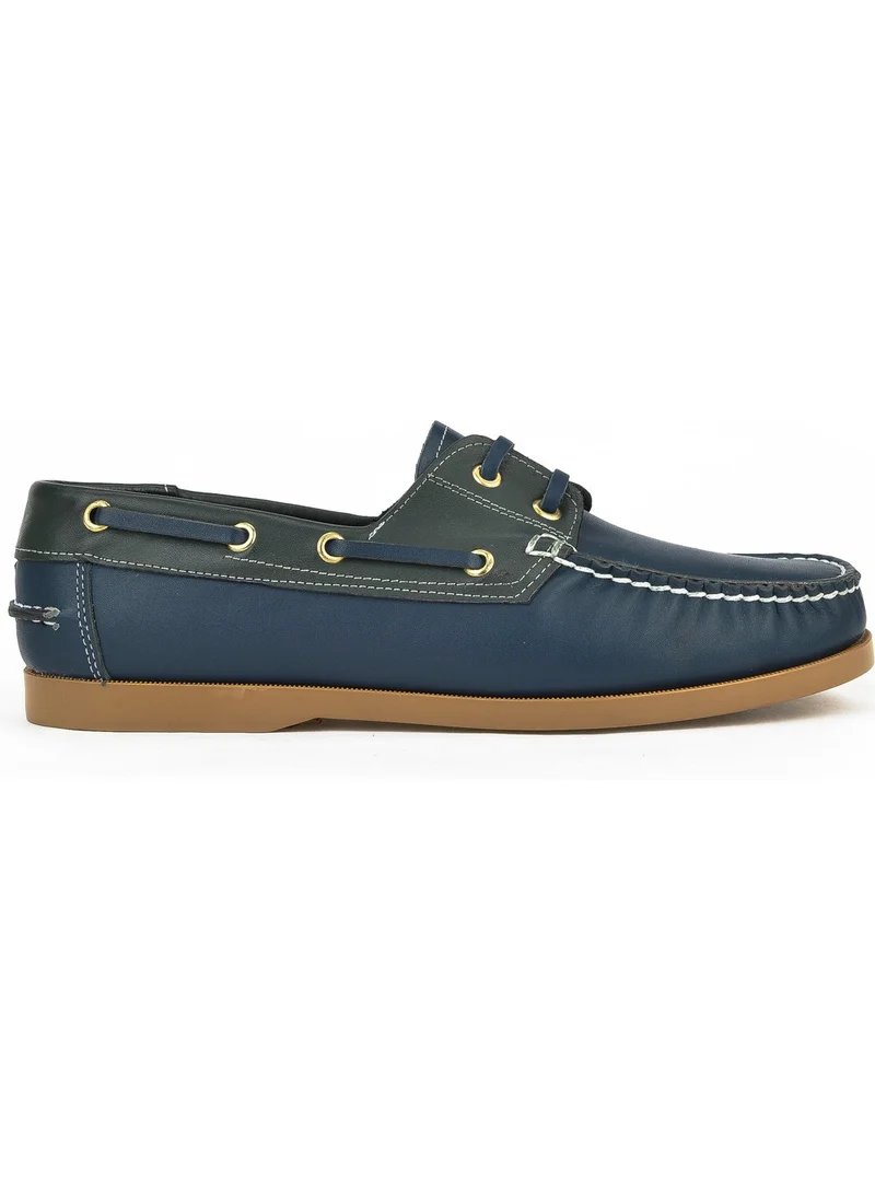 Ziya , Men's Genuine Leather Casual Shoes 141423Z33 Navy Blue-Green