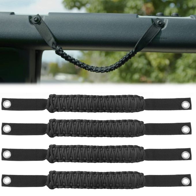 YANWEN Grab Handles for Ford Bronco 20212024 24 Door Roll Bar Paracord Grip Handles for Ford Bronco Interior AccessoriesBlack 4PCS