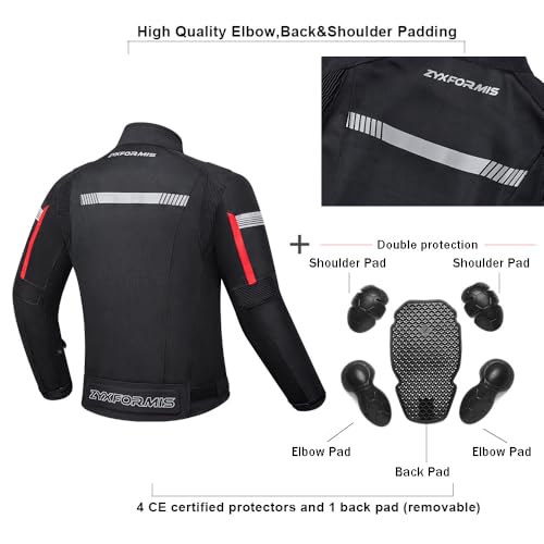 Zyxformis Motorcycle Jacket for Men, CE Armored Mesh Motorbike Jacket for Summer, Breathable Protective Gear for Motorcycling - Image 5