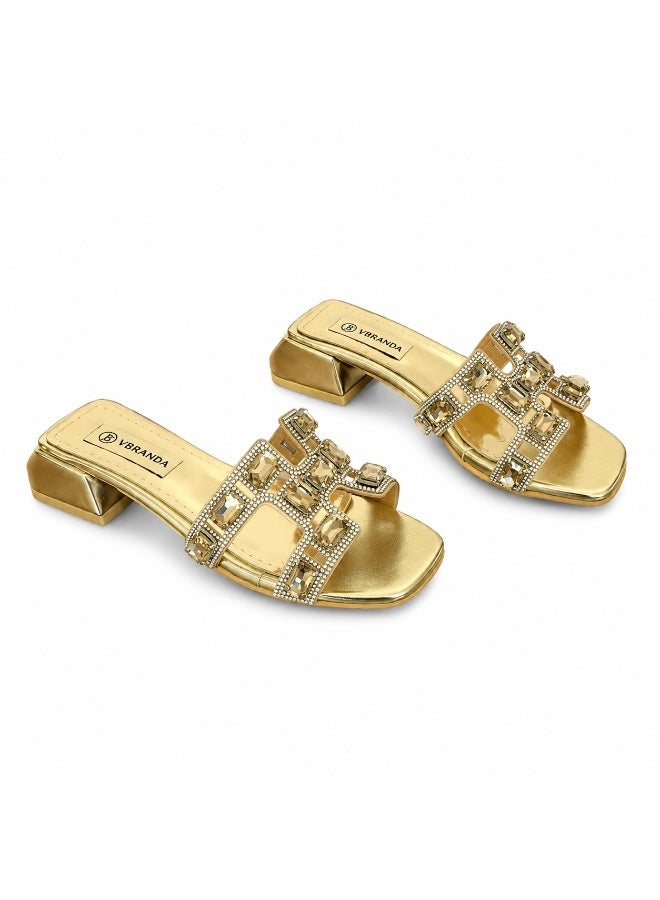 Vbranda Heeled Slipper with sparkling crystals and an elegant back crystal detail sf-82 - Image 2