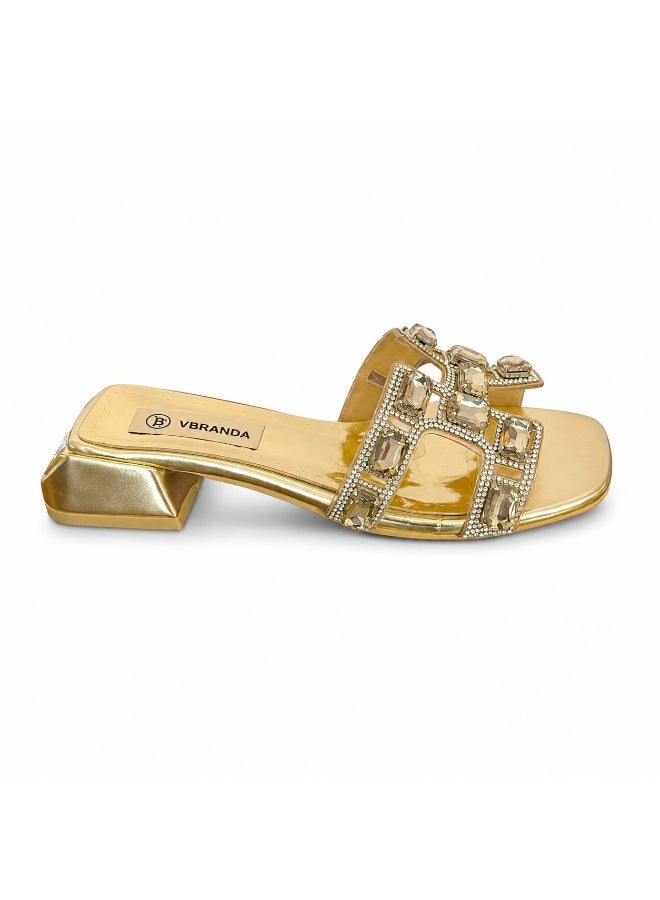 Vbranda Heeled Slipper with sparkling crystals and an elegant back crystal detail sf-82 - Image 3