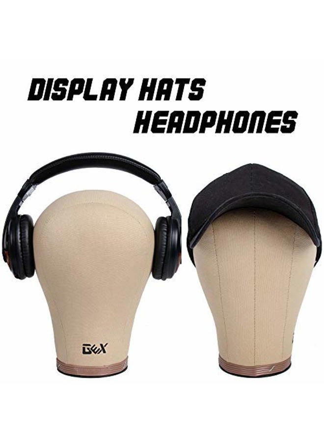 gexworldwide GEX 20"-24" Cork Canvas Block Mannequin Head Wig Display Styling Head With Mount Hole (Light Brown, 21.5") - Image 4