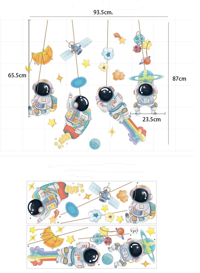Space Astronaut Children'S Room Stars Moon Universe Starry Sky Cartoon Spaceship Cute Background Wall Sticker - Image 5