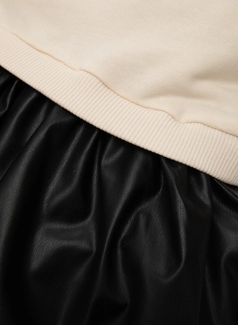 DeFacto Collared Faux-Leather Dress