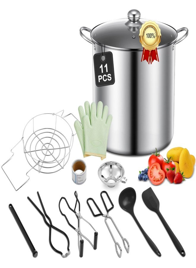FOHERE Canning Supplies Starter Kit, 21.5QT 11PCS Canning Pots for Beginners, Water Bath Canner with Funnel, Jar Lifter & Heat-Resistant Gloves for Jam, Pickles & Seafood Boil - Image 1