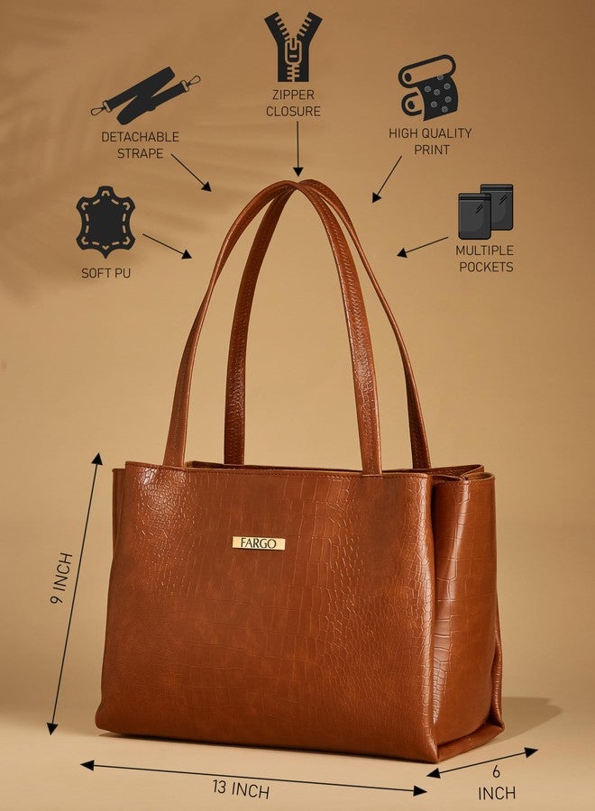 Fargo Women's Artificial Leather Shoulder Bag, brown - Image 4