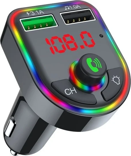 CONCORD C613 RGB Illuminated Bluetooth USB Memory, Memory Card and FM Transmitter with 3.1A+1A Charging Port