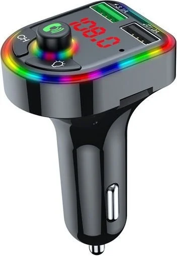 CONCORD C613 RGB Illuminated Bluetooth USB Memory, Memory Card and FM Transmitter with 3.1A+1A Charging Port