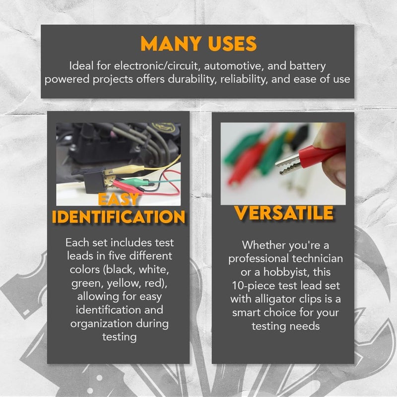 SE 10-Piece Test Lead Set with Alligator Clips - TL10 - Image 2