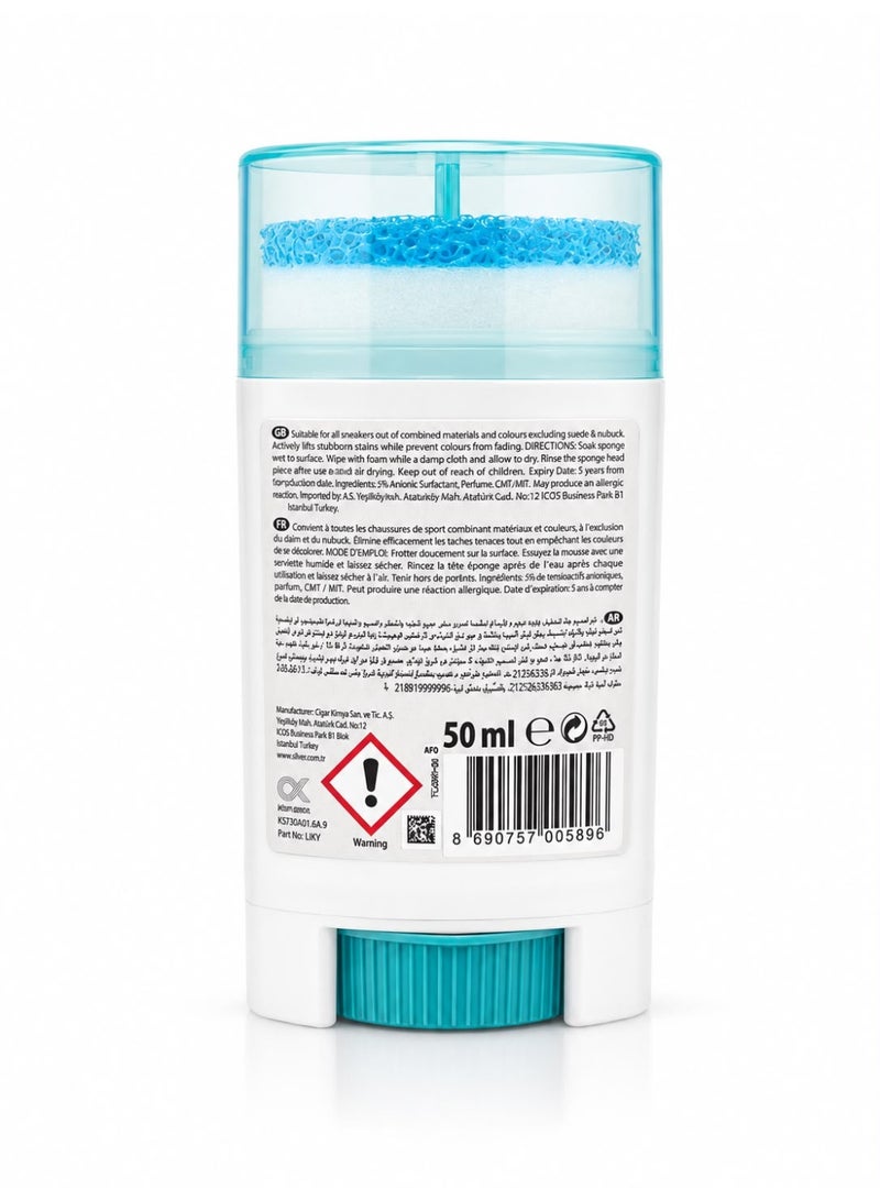 Silver Sneaker Gel Cleaner 50ml with Sponge Applicator – Suitable for All Colors - 50ml - Image 3