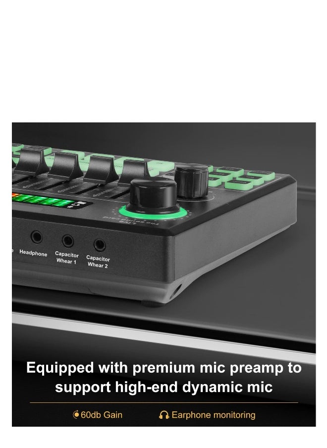 Generic Live Sound Card Audio Mixer, Bluetooth Audio Mixer, Podcast Audio Interface with DJ Mixer Effects, Podcast Production Studio Equipment, Prefect for Streaming/Podcasting/Gaming  - Image 3