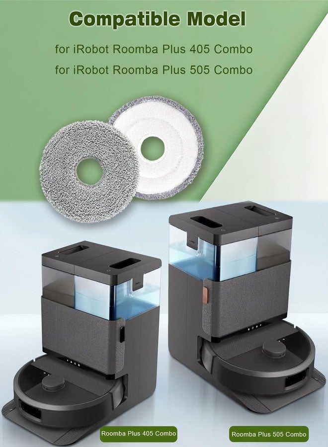 E-HAO 405 & 505 Mop Pads Replacement Parts for iRobot Roomba Plus 405 (G181 & G185) Vac, Roomba Plus 505 Combo Robot Vacuum. Washable & Reusable Microfiber Mop Pads Accessories, 8-Pack - Image 2