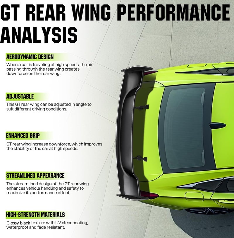 DREAMIZER 57 Inch GT Style Universal Rear Spoiler for Cars - Glossy Black Finish - Image 5