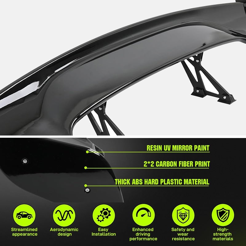 DREAMIZER 57 Inch GT Style Universal Rear Spoiler for Cars - Glossy Black Finish - Image 4