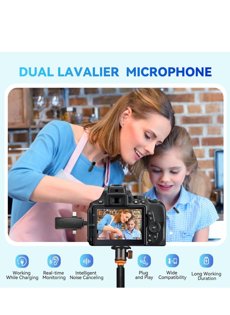 Arabest - 3 in 1 Mini Microphone Wireless Lavalier Microphones for iPhone, Android and Camera- 2.4G Cordless Double Mics with Noise Reduction-Professional Video Recording Lav Mic for Interview, Vlog - Image 1