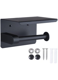 Generic Toilet Paper Holder & Cell Phone Holder, Bathroom & Kitchen Storage Tissue Holder, Wall Mounted Stainless Steel Holder, Matte Black,  - Image 1