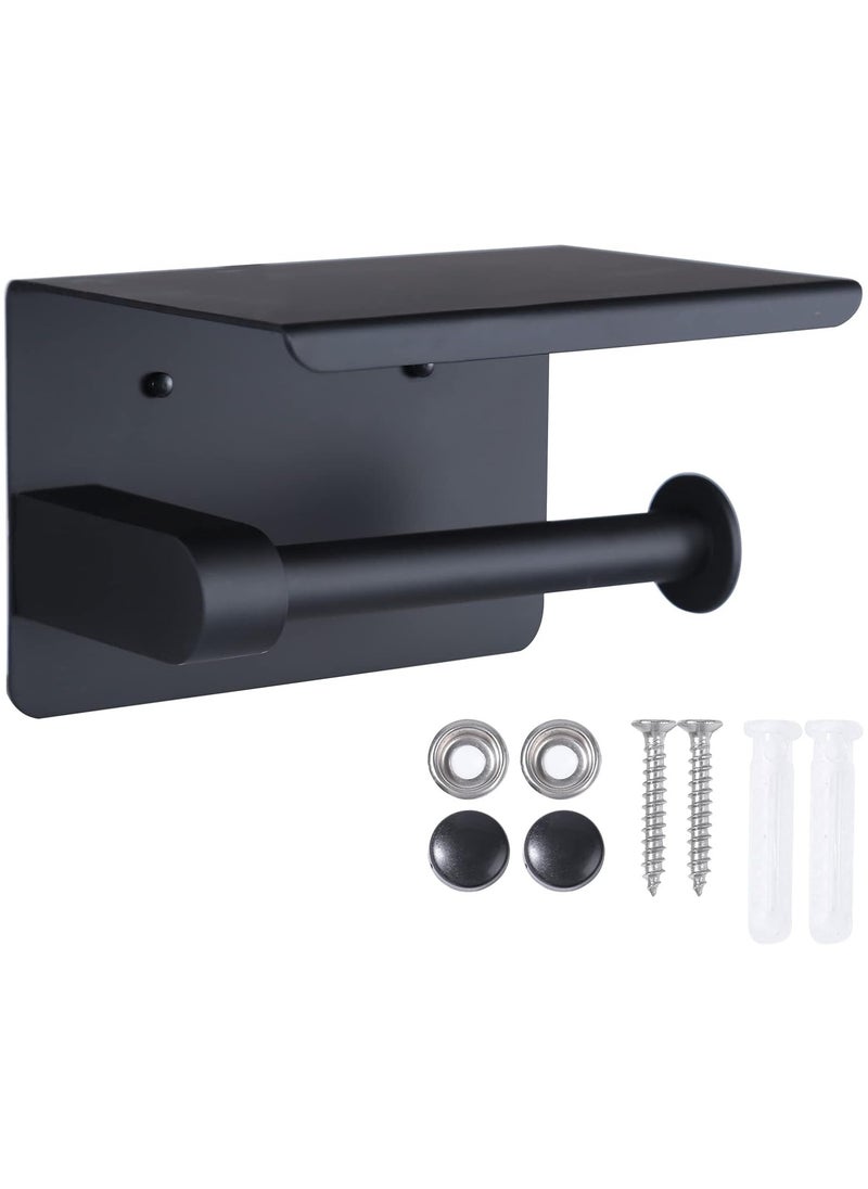 Generic - Toilet Paper Holder & Cell Phone Holder, Bathroom & Kitchen Storage Tissue Holder, Wall Mounted Stainless Steel Holder, Matte Black, - Image 1