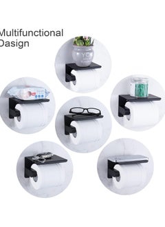Generic Toilet Paper Holder & Cell Phone Holder, Bathroom & Kitchen Storage Tissue Holder, Wall Mounted Stainless Steel Holder, Matte Black,  - Image 3