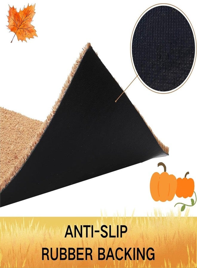 Fallovea Fall Door Mat Combo Set, Hello Pumpkin Coco Coir Welcome Doormat + 28" x 43" Orange and Black Plaid, Autumn Thanksgiving Front Porch Entryway Decor Floor Mats - Image 5