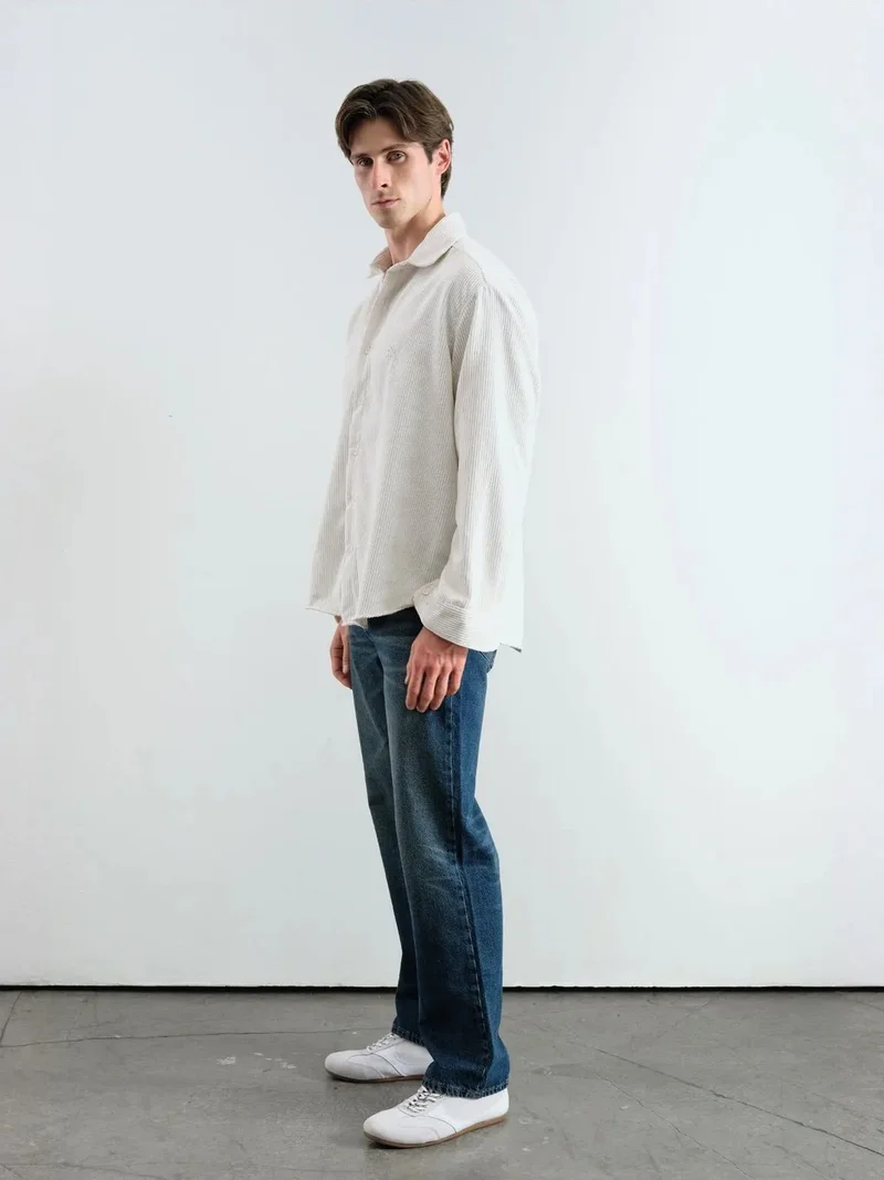Giesto White GIESTO Oversized Velvet Shirt for Men | Best Price UAE