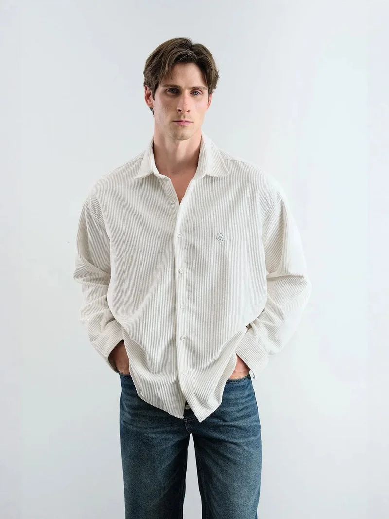 Giesto GIESTO Oversized Velvet Shirt