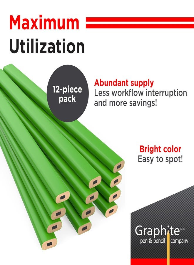 GRAPHITE Hard Lead Carpenter Pencil #2 Lumber Pencil (1) Pack of 12 PCS - Industrial Pencil Wood Flooring Marker for Wood Working Tools Marking & Concrete Marking - Neon Green - Image 3