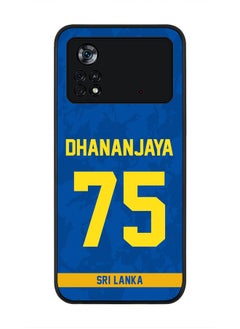 Rugged Black Edge Case for Poco M4 Pro 4G, Slim fit Soft Case Flexible Rubber Edges Thin Cover - Player Name - Dhananjaya de Silva, Jersey Number- 75