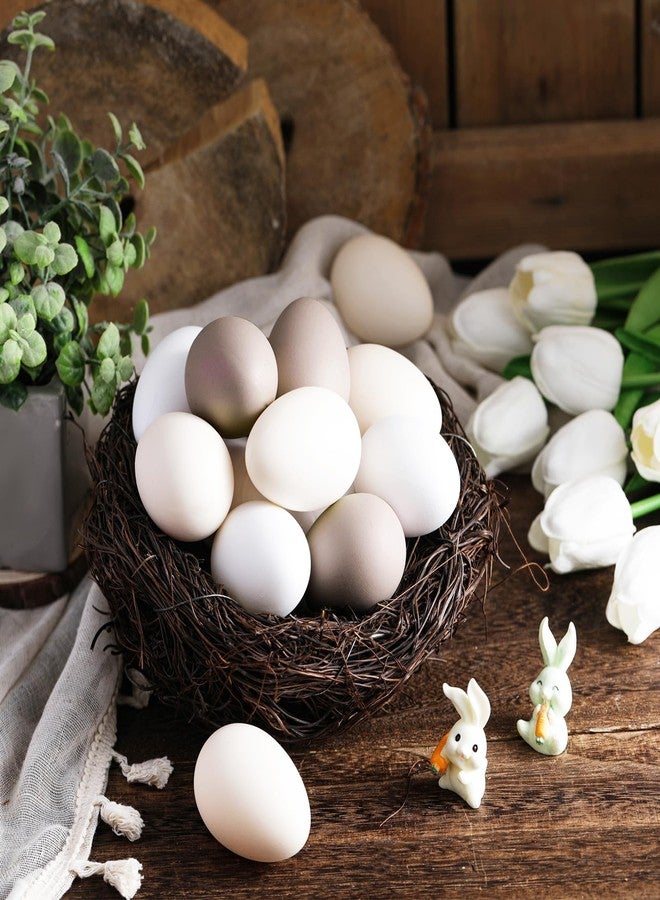 Gejoy 24 Pcs Neutral Easter Eggs Plastic Fake Chicken Eggs 2.36 Inch Vintage Boho Easter Decor Pastel Bowl Vase Fillers Farmhouse Spring Decorations for Home Table DIY Craft (Cream) - Image 4