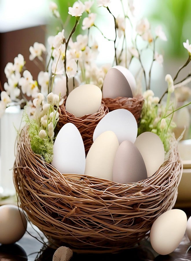 Gejoy 24 Pcs Neutral Easter Eggs Plastic Fake Chicken Eggs 2.36 Inch Vintage Boho Easter Decor Pastel Bowl Vase Fillers Farmhouse Spring Decorations for Home Table DIY Craft (Cream) - Image 2