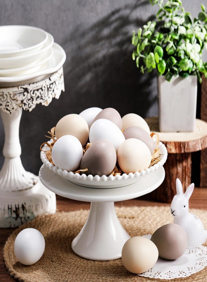 Gejoy 24 Pcs Neutral Easter Eggs Plastic Fake Chicken Eggs 2.36 Inch Vintage Boho Easter Decor Pastel Bowl Vase Fillers Farmhouse Spring Decorations for Home Table DIY Craft (Cream) - Image 1