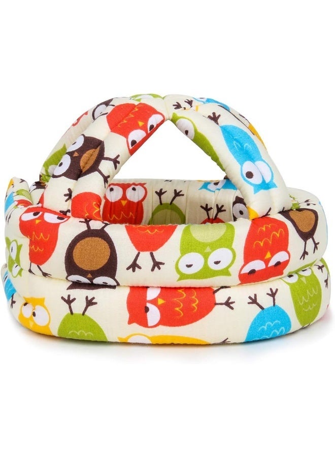 FLYPARTY Adjustable Infant Baby Toddler Protective Hat Helmet Safety Cap (Beige Owl) - Image 1