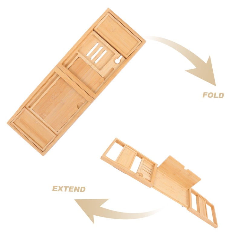 Adjustable Bathtub Tray Holder for Phone Towels Toiletries and Bath Essentials - Image 4