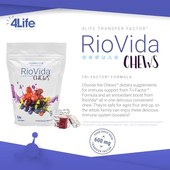 4Life RioVida Chews, Supplement Supports Immune System & Healthy Aging with Elderberry, Acai Berry & Transfer Factor Proteins - 30 Chews - Image 3