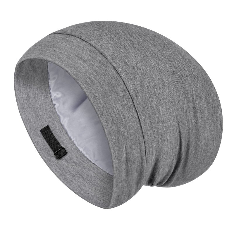 Fittia Satin Hair Bonnet for Sleeping Silky No Frizzy for Curls Care Adjustable Strap for NonSlip Dreadlocks Cap for WomenMen Light Grey