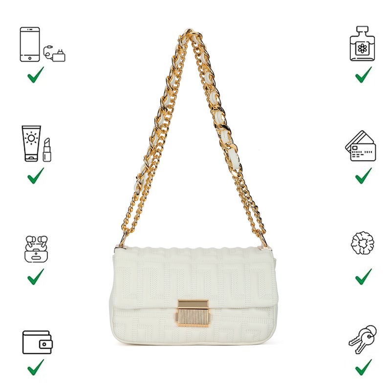 لافي حقيبة كتف فاخرة بجناح جولي  لون أوف وايت - Image 4