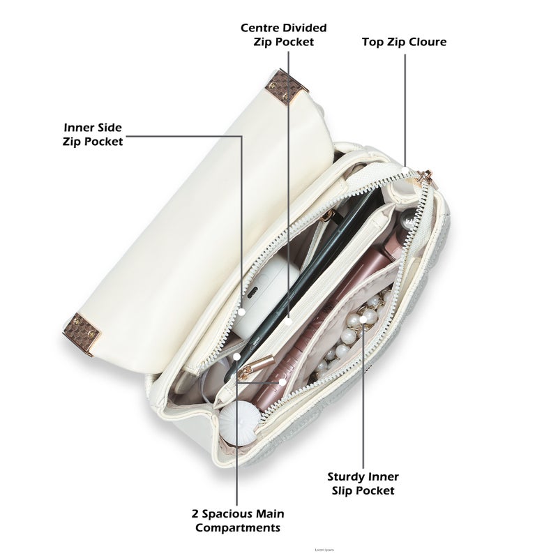 لافي حقيبة كتف فاخرة بجناح جولي  لون أوف وايت - Image 3