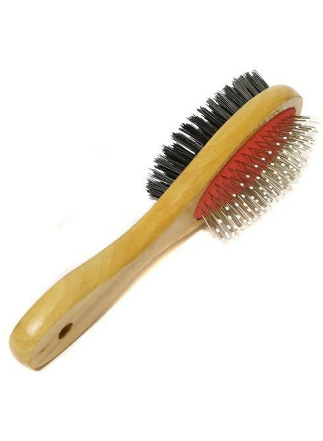 فرشاة خشبية للكلاب ذات وجهين | فرشاة خشبية للعناية بالحيوانات الأليفة للتدليك والاستحمام وإزالة الشعر للكلاب والقطط - مقاس متوسط - Image 1