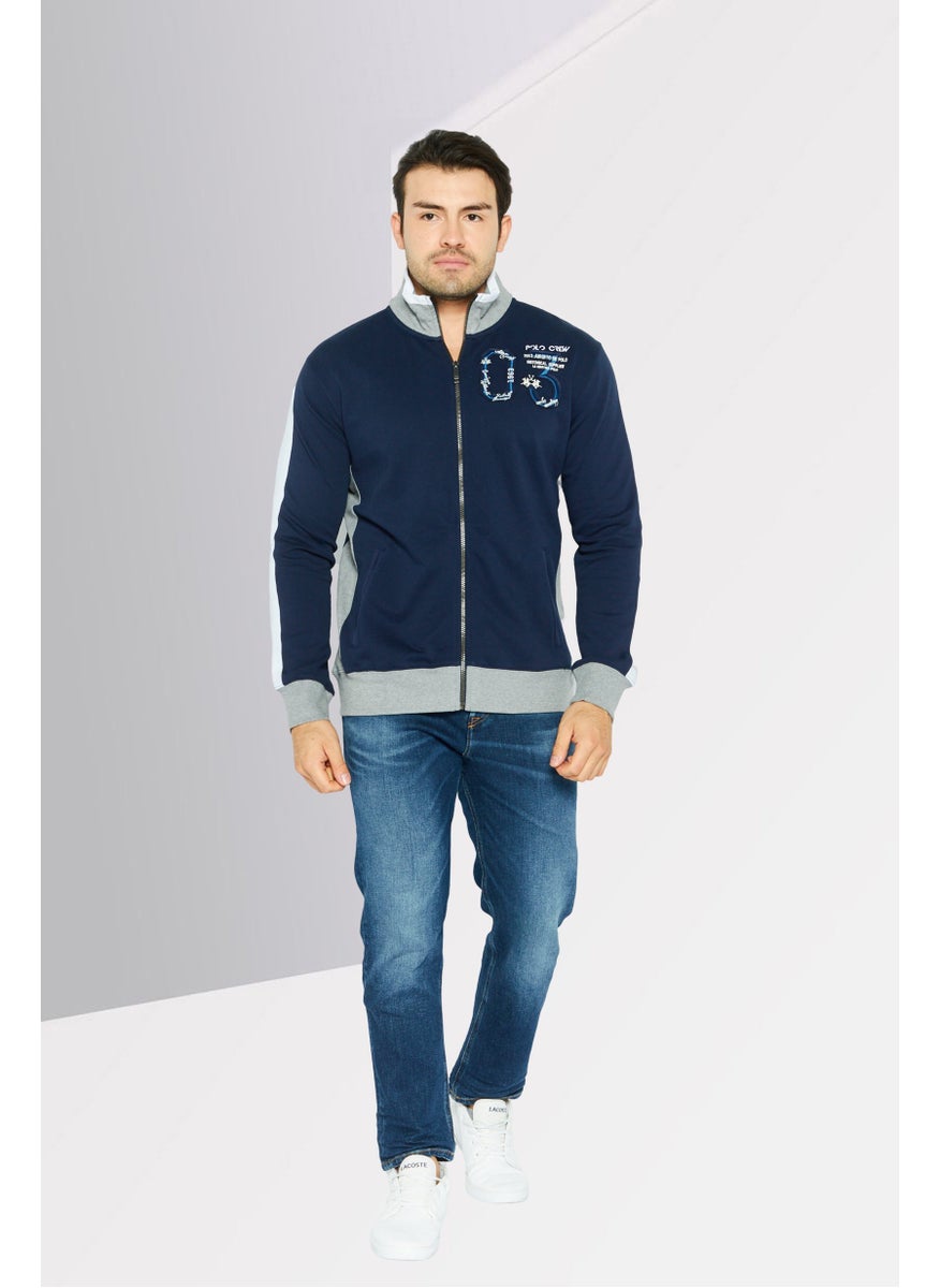 La Martina Men Mock Neck Long Sleeve Embroidered  Sweatshirts, Navy Blue Combo  - Image 4