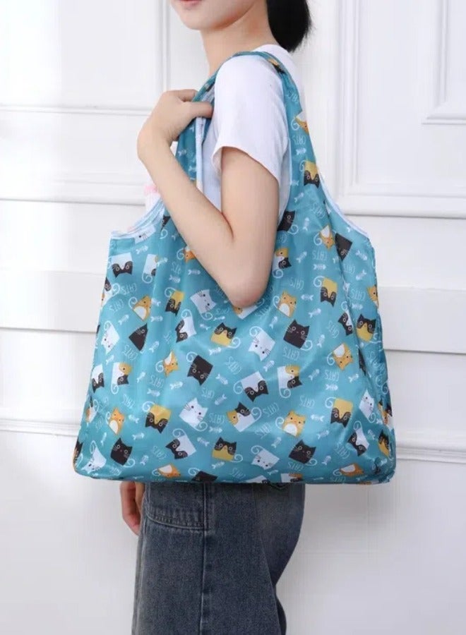 2pcs قابلة للطي حقيبة تسوق ، حقيبة محمولة مطبوعة باليد ( 45 * 65cm ) - Image 2