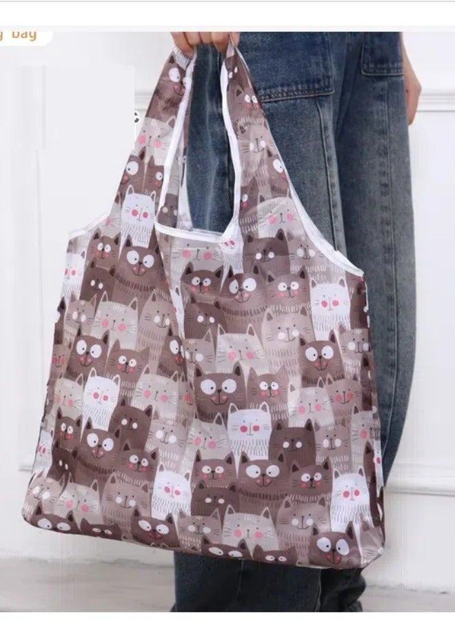 2pcs قابلة للطي حقيبة تسوق ، حقيبة محمولة مطبوعة باليد ( 45 * 65cm ) - Image 5