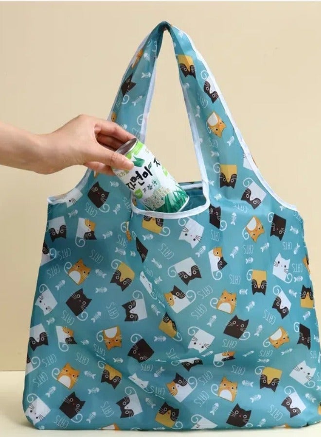 2pcs قابلة للطي حقيبة تسوق ، حقيبة محمولة مطبوعة باليد ( 45 * 65cm ) - Image 3