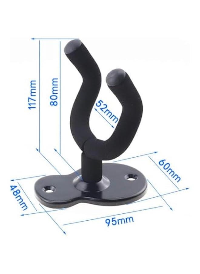 Guitar Wall Mount 2 Pack,  All-steel Guitar Hanger Wall Hook Holder Stand with Soft Sponge Cover, Guitar Holder Hook Stand Wall for Acoustic, Electric Guitar, Banjo, Bass, Black