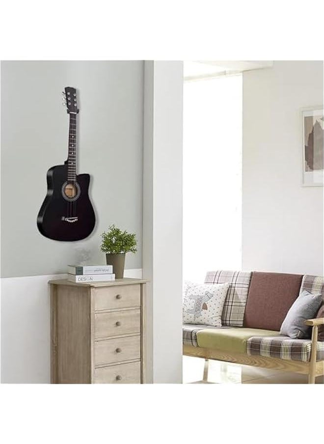 Guitar Wall Mount 2 Pack,  All-steel Guitar Hanger Wall Hook Holder Stand with Soft Sponge Cover, Guitar Holder Hook Stand Wall for Acoustic, Electric Guitar, Banjo, Bass, Black