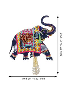 Webelkart Webelkart Premium Elephant Designer Set of 2 with Shubh Labh Wall Hanging for Diwali Decoration| Wall Decor |Temple Decor Wall Hanging |Pooja and Home Decor Hanging (5.5" Inches)  - Image 3