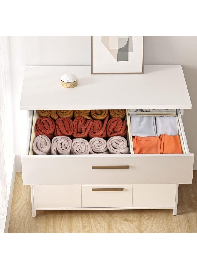 Bukela Drawer Organizer for Clothing, 12 Pack Sock Underwear Drawer Organizer Bins, Foldable Fabric Closet Organizers and Storage, Dresser Drawer Dividers for Baby Clothes, Scarves, Belt, Tie- Beige - Image 2