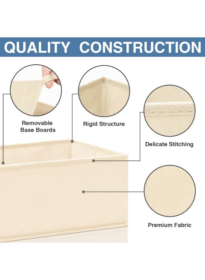 Bukela Drawer Organizer for Clothing, 12 Pack Sock Underwear Drawer Organizer Bins, Foldable Fabric Closet Organizers and Storage, Dresser Drawer Dividers for Baby Clothes, Scarves, Belt, Tie- Beige - Image 4