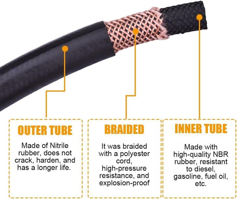 CHOIMOON 5/8 Fuel Line Hose - High Pressure 150 PSI Oil-Resistant for Fuel, Transmission & Power Steering | 10FT - Image 2