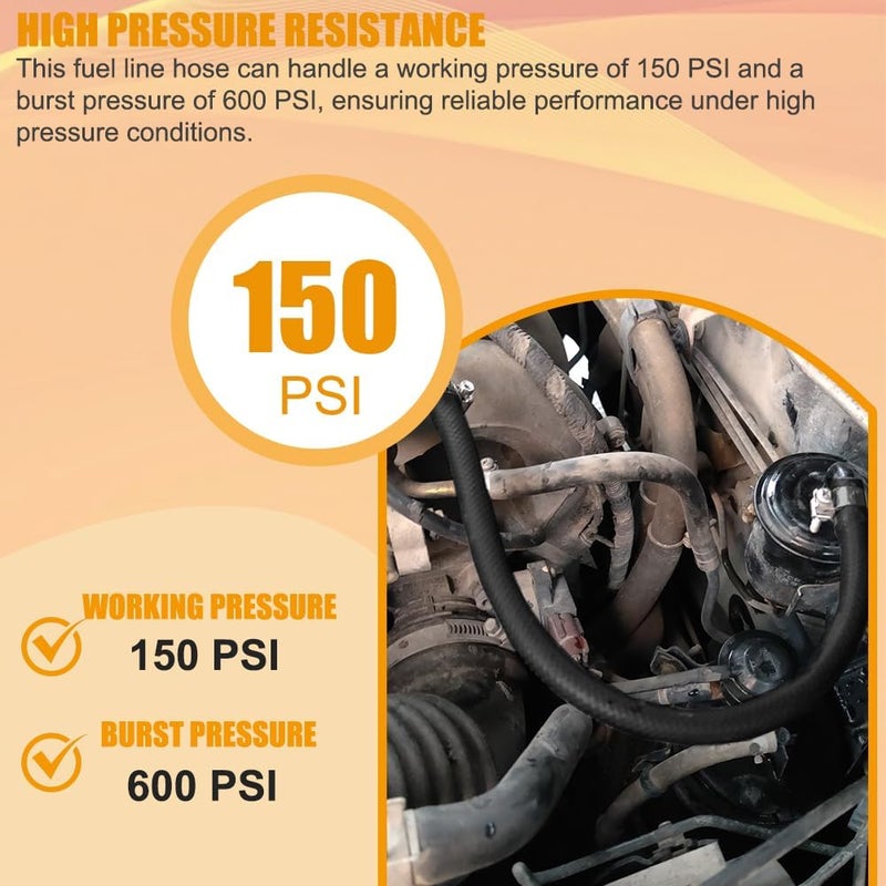 CHOIMOON 5/8 Fuel Line Hose - High Pressure 150 PSI Oil-Resistant for Fuel, Transmission & Power Steering | 10FT - Image 4